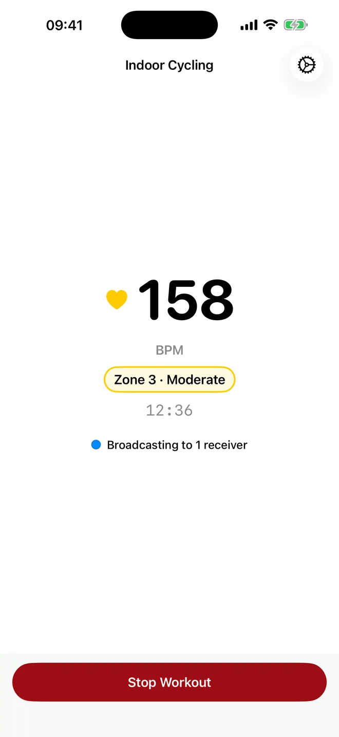 Pulse Link showing Apple Watch heart rate and one connected device